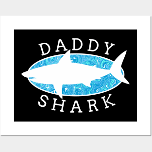 Daddy Shark - Blue Liquid Posters and Art